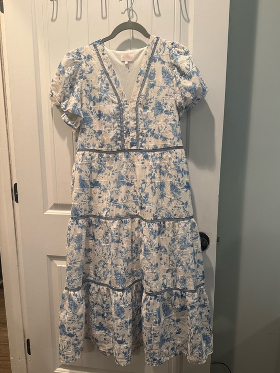 entro Dresses & Skirts - entro White and Light Blue Floral Midi Dress